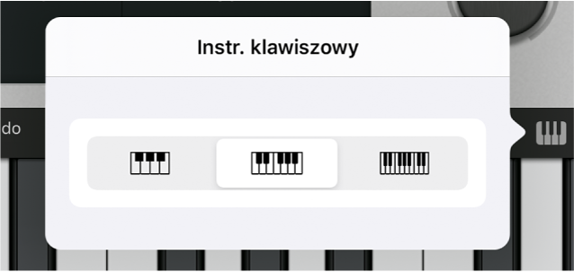 Ilustracja. Menu podręczne rozmiaru instrumentu klawiszowego.