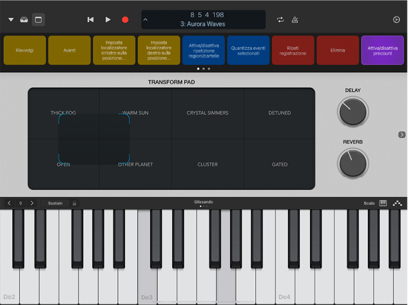 Logic Remote che mostra un progetto in riproduzione.