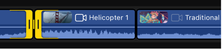 Two clips in the timeline with their adjacent edges selected.