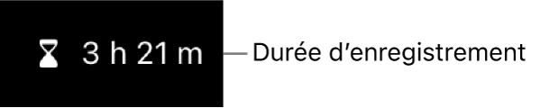 Un écran de caméra montrant le temps d’enregistrement restant.