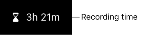 남은 녹화 시간이 표시되고 있는 카메라 디스플레이