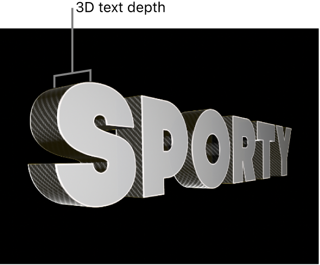 The viewer showing a 3D title from the side