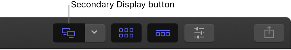 The toolbar showing the Secondary Display button highlighted