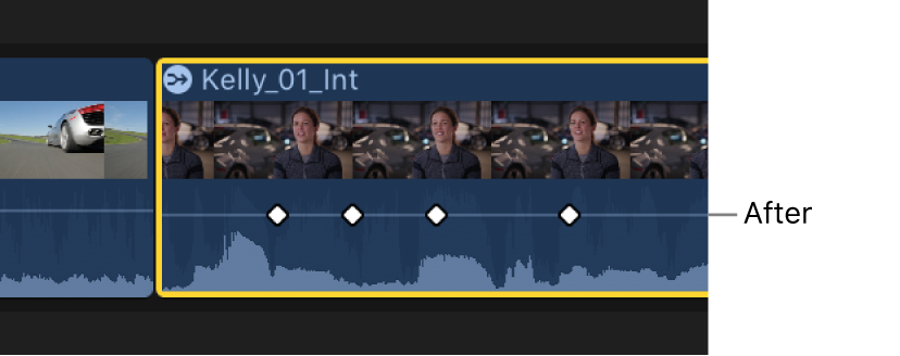 The keyframe curve in the Audio Animation editor shown flattened after the adjustment