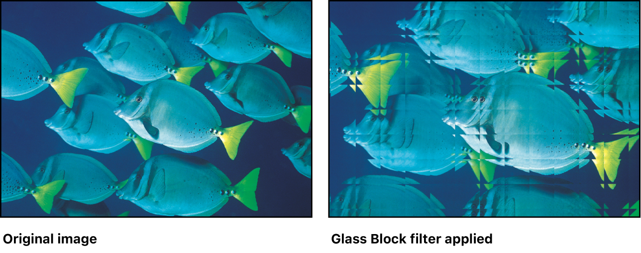 Canvas mit dem Effekt des Filters „Blockglas“