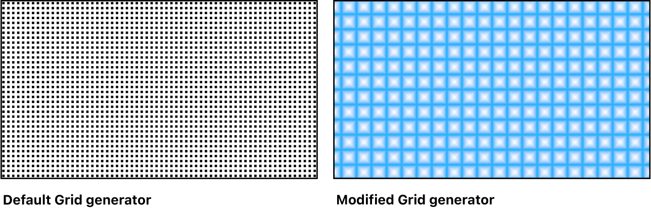 Canvas mit dem Generator „Gitter“ und verschiedenen Einstellungen