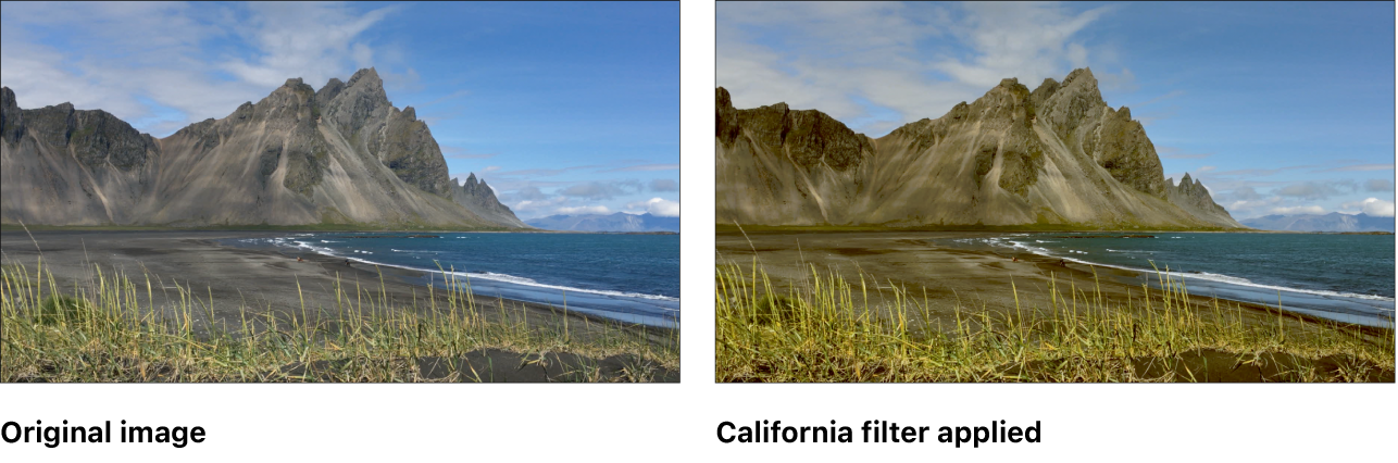 Canvas showing effect of California filter