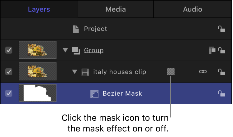 Layers list showing mask icon