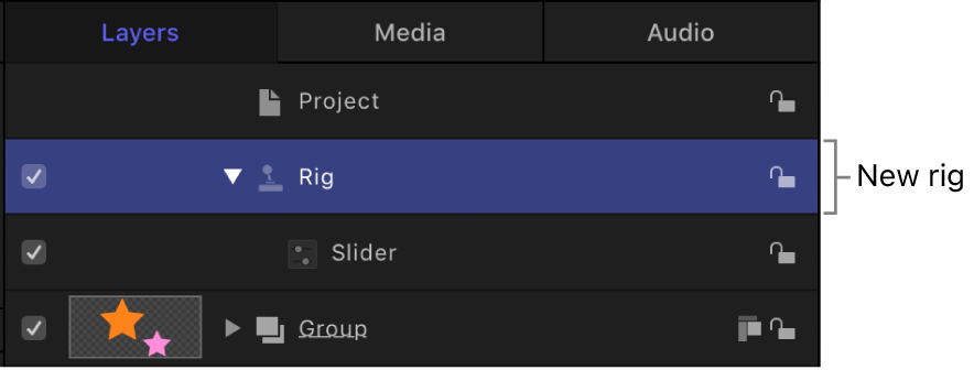 Rig in the Layers list