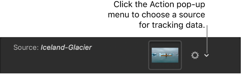Behaviors Inspector showing Action pop-up menu in the Source parameter row