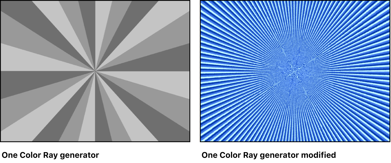 Canvas showing One Color Ray generator with a variety of settings