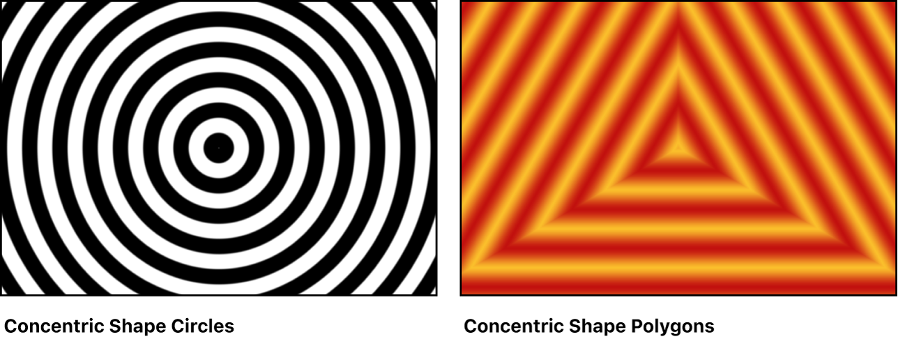 Canvas showing examples of Concentric Shapes generator