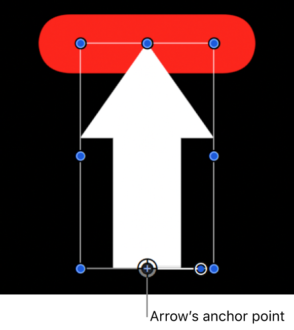 Canvas showing arrow aligned to red shape