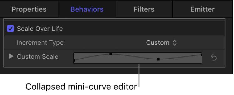 Collapsed mini-curve editor in Inspector