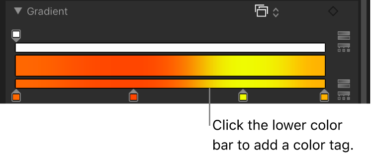 Editor de gradación con una nueva etiqueta de color