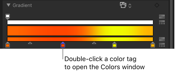 Etiqueta de color en el editor de gradación