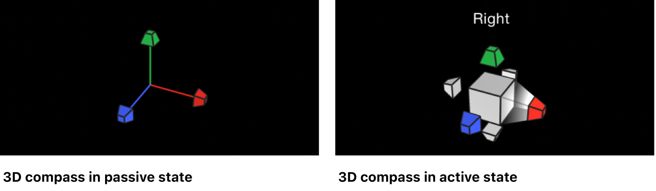 Lienzo y brújula 3D en los estados pasivo y activo