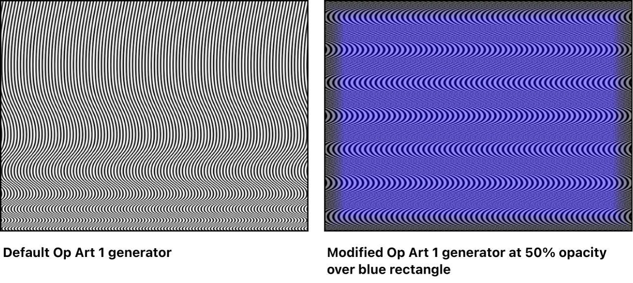 Lienzo y generador Op Art 1 solo y combinado con un rectángulo azul