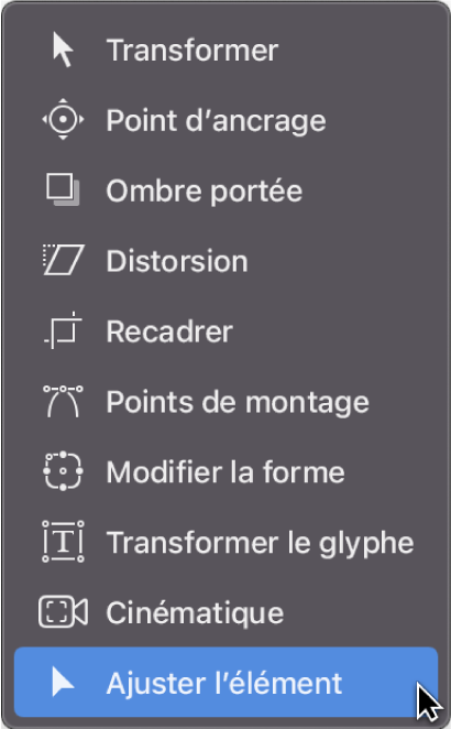 Sélection de l’outil Ajuster l’élément dans les outils de transformation de la barre d’outils du canevas