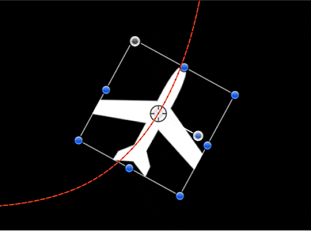 Canevas affichant un objet auquel une trajectoire d’animation circulaire est appliquée