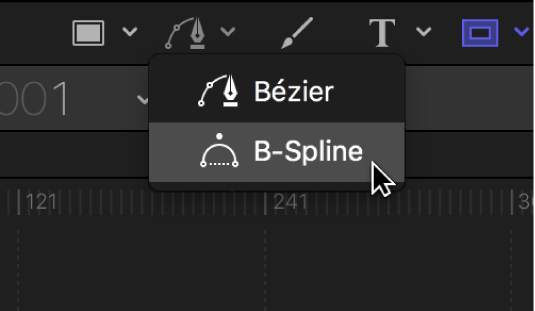 Outil B-Spline dans la barre d’outils du canevas