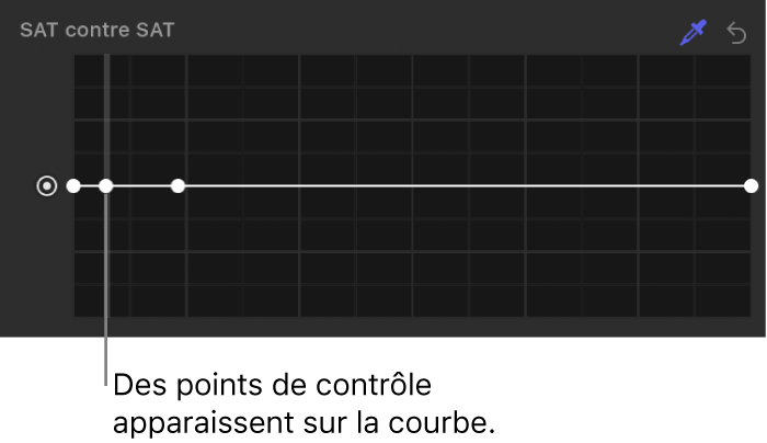 Inspecteur de filtres affichant des points de contrôle sur la courbe Saturation contre saturation