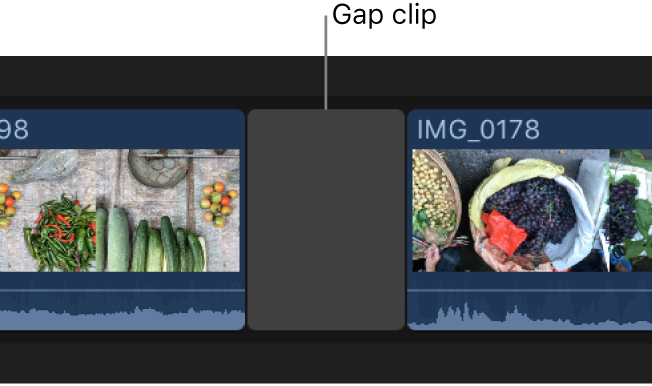 A gap clip in the timeline