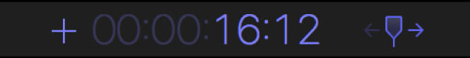 The timecode display showing a plus sign and the number of seconds and frames to move the playhead forward