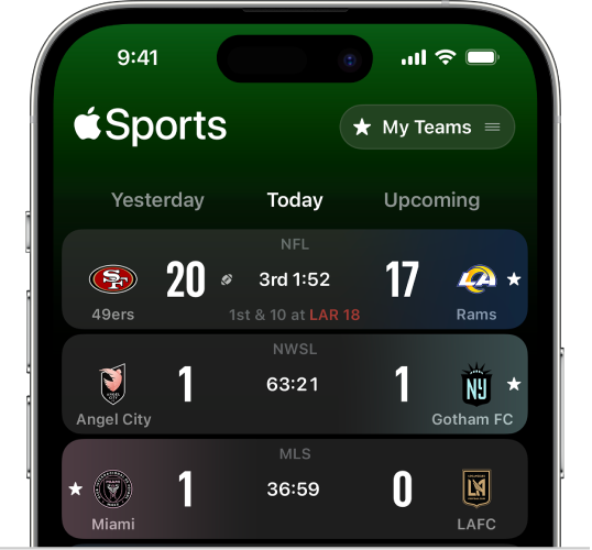 Apple Sports app scores screen