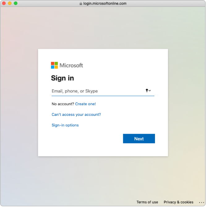 The Microsoft Entra ID sign-in window on top of the Apple Business Manager window.