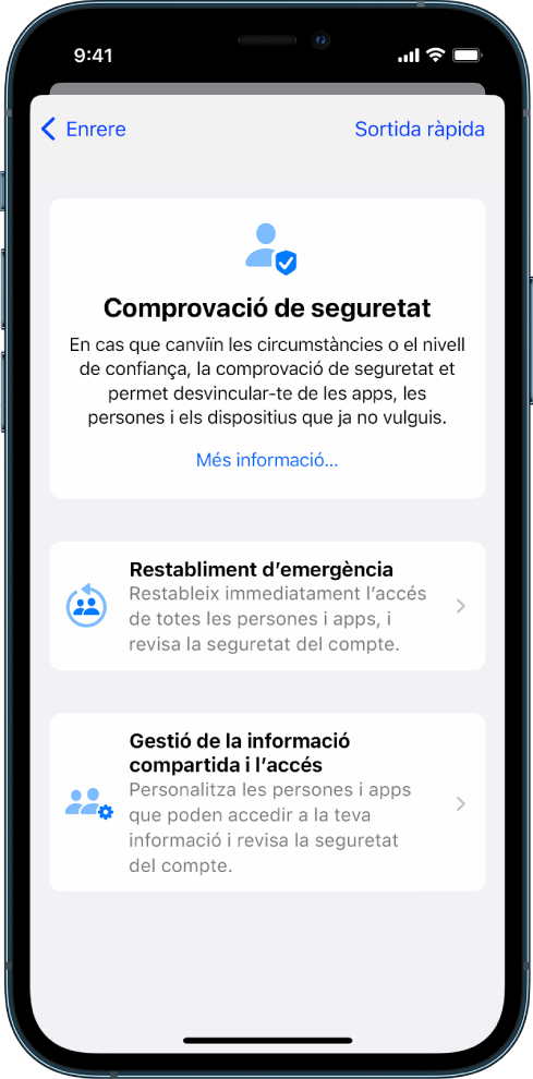 iPhone en què es mostra la pantalla de la comprovació de seguretat.