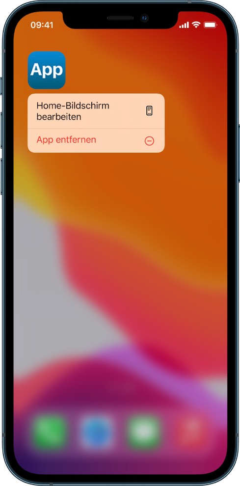 Ein iPhone-Bildschirm mit einer App und der Taste „App entfernen“.