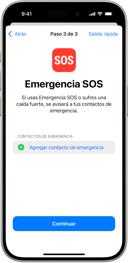 La pantalla de un iPhone mostrando la pantalla de Emergencia SOS.