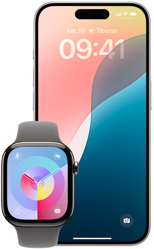 Une Apple Watch et un iPhone.