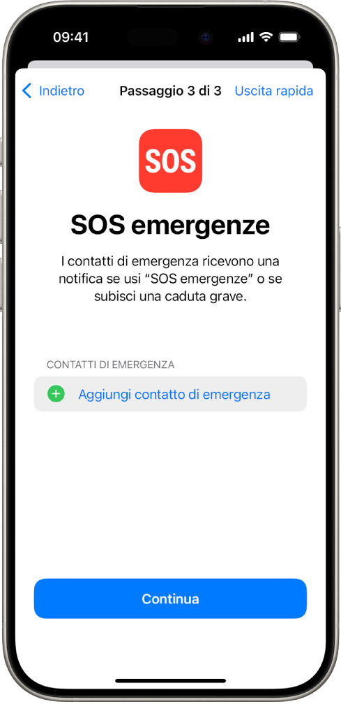 Un iPhone che mostra la schermata di “SOS emergenze”.