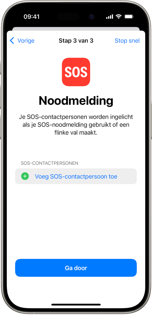 Een iPhone met het scherm van SOS-noodmelding.