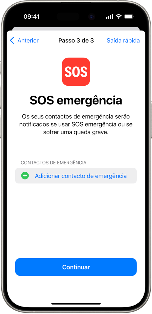 O ecrã de um iPhone a mostrar o ecrã SOS emergência.