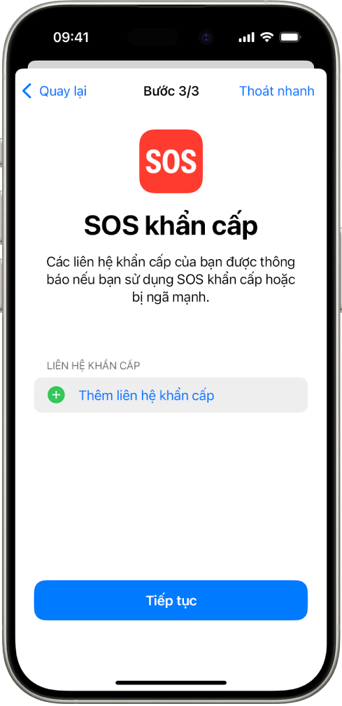 Một iPhone đang hiển thị màn hình SOS khẩn cấp.