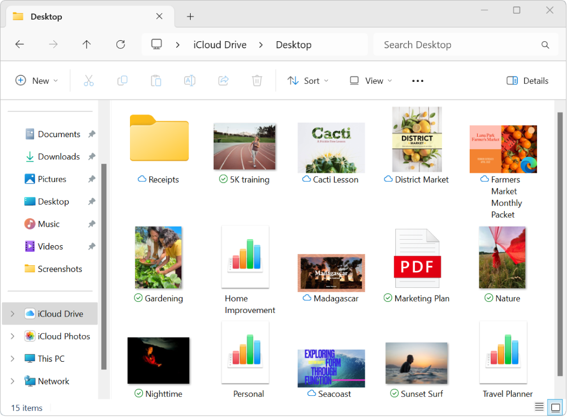 iCloud Drive in File Explorer.