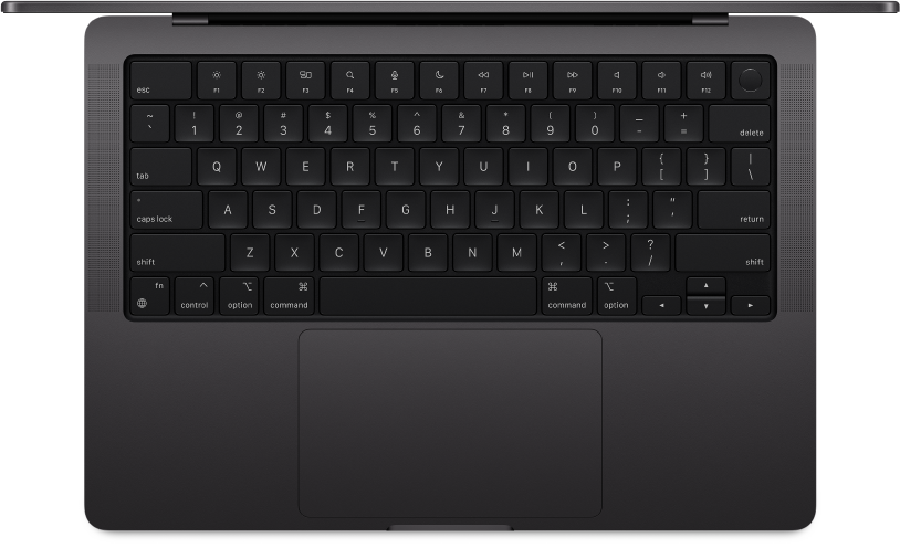 ภาพด้านข้างของ MacBook Pro และอุปกรณ์เสริมที่มาพร้อมเครื่อง