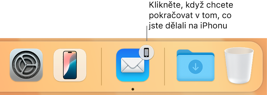 Ikona Handoff zobrazená v Docku