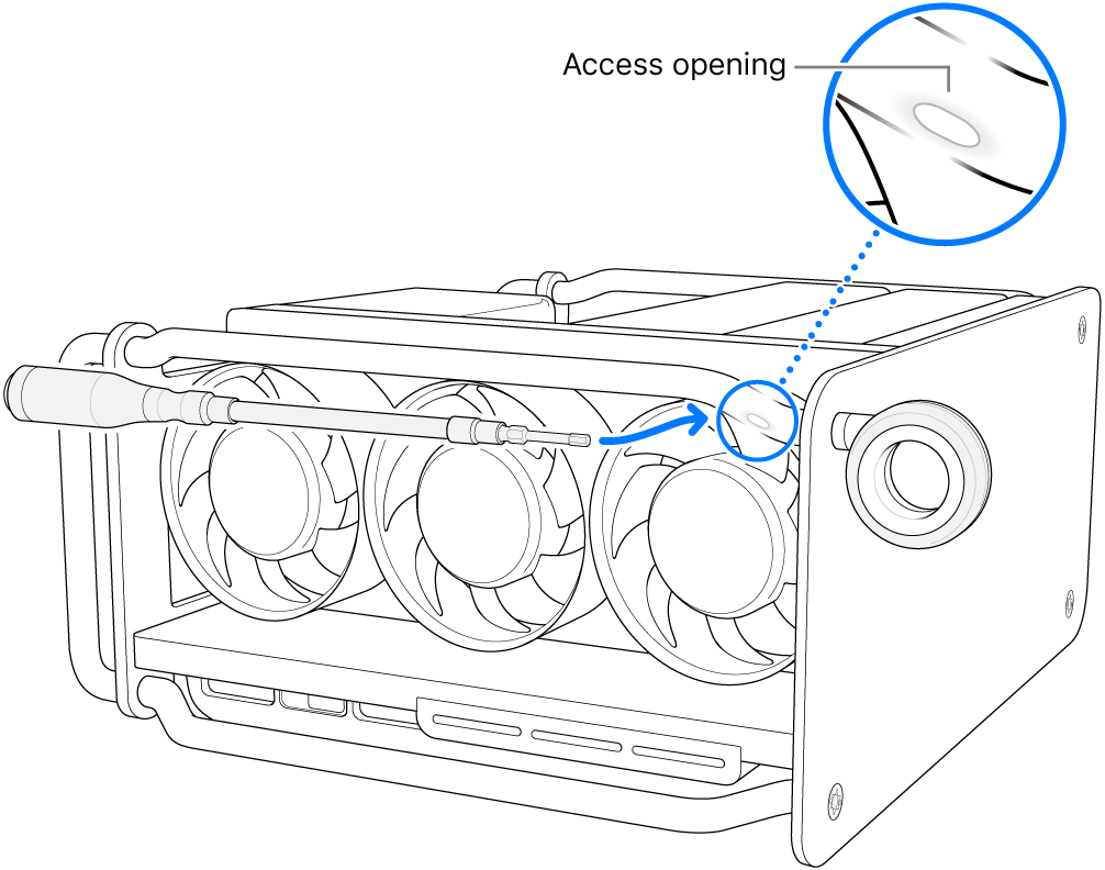 Aligning the driver with the access opening.