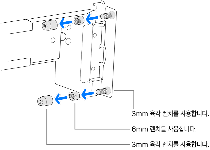 스레드 랙에 맞는 레일 어셈블리.