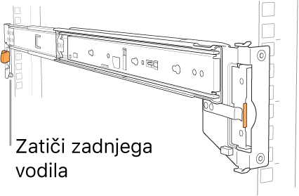 Sestav tirnice s prikazom lokacije zadnjih zatičev tirnice.