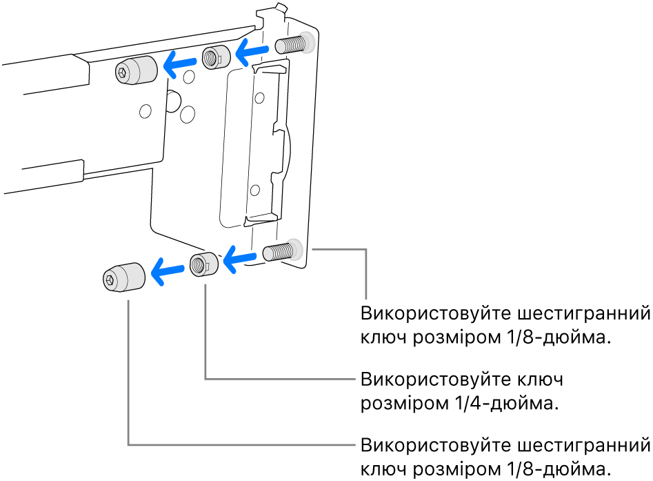 Рейкова збірка для монтажу в стелаж із різьбовим кріпленням.