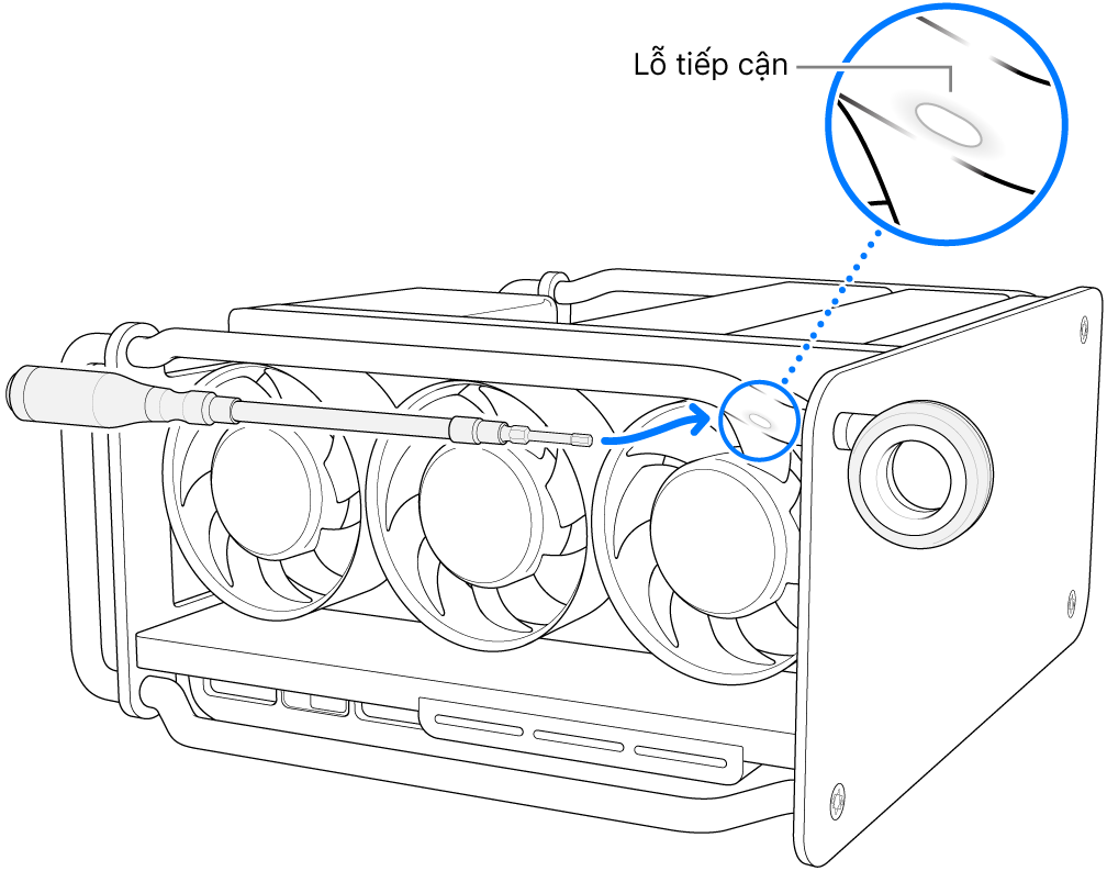 Đang căn chỉnh tua-vít với lỗ tiếp cận.