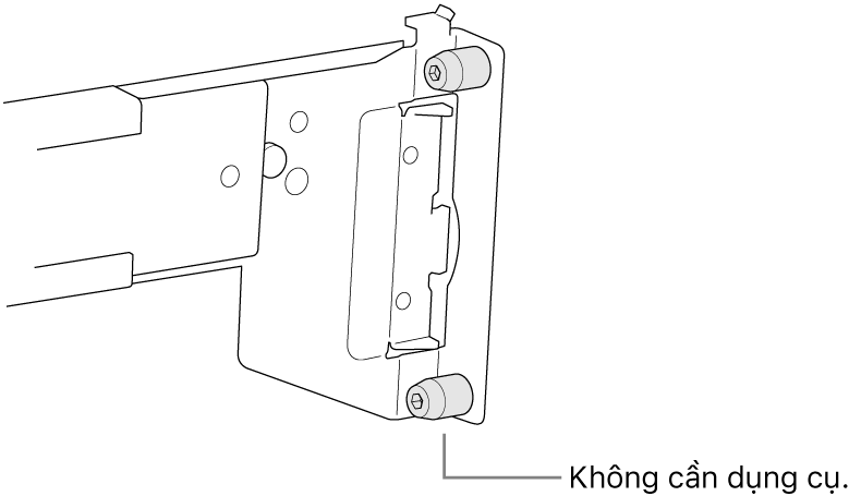 Một cụm thanh ray khớp với giá đỡ lỗ vuông.