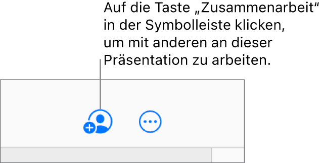 Die Taste „Zusammenarbeit“ in der Symbolleiste.