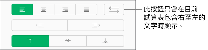 「格式」側邊欄中的「文字方向」按鈕。