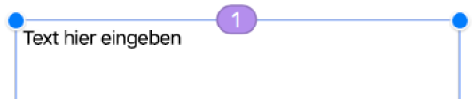 Ein Textfeld mit einem Kreis mit einer Nummer 1 oben im Feld.